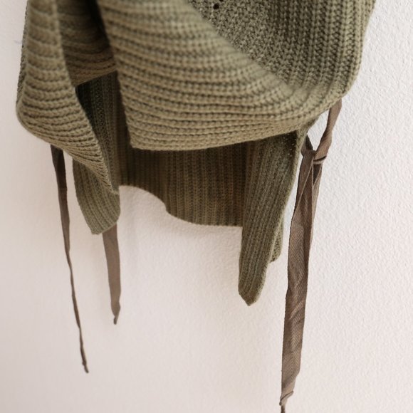 Monteau Los Angelos Olive Green Mock Neck Sleeveless Knit Sweater Vest M - Picture 5 of 9